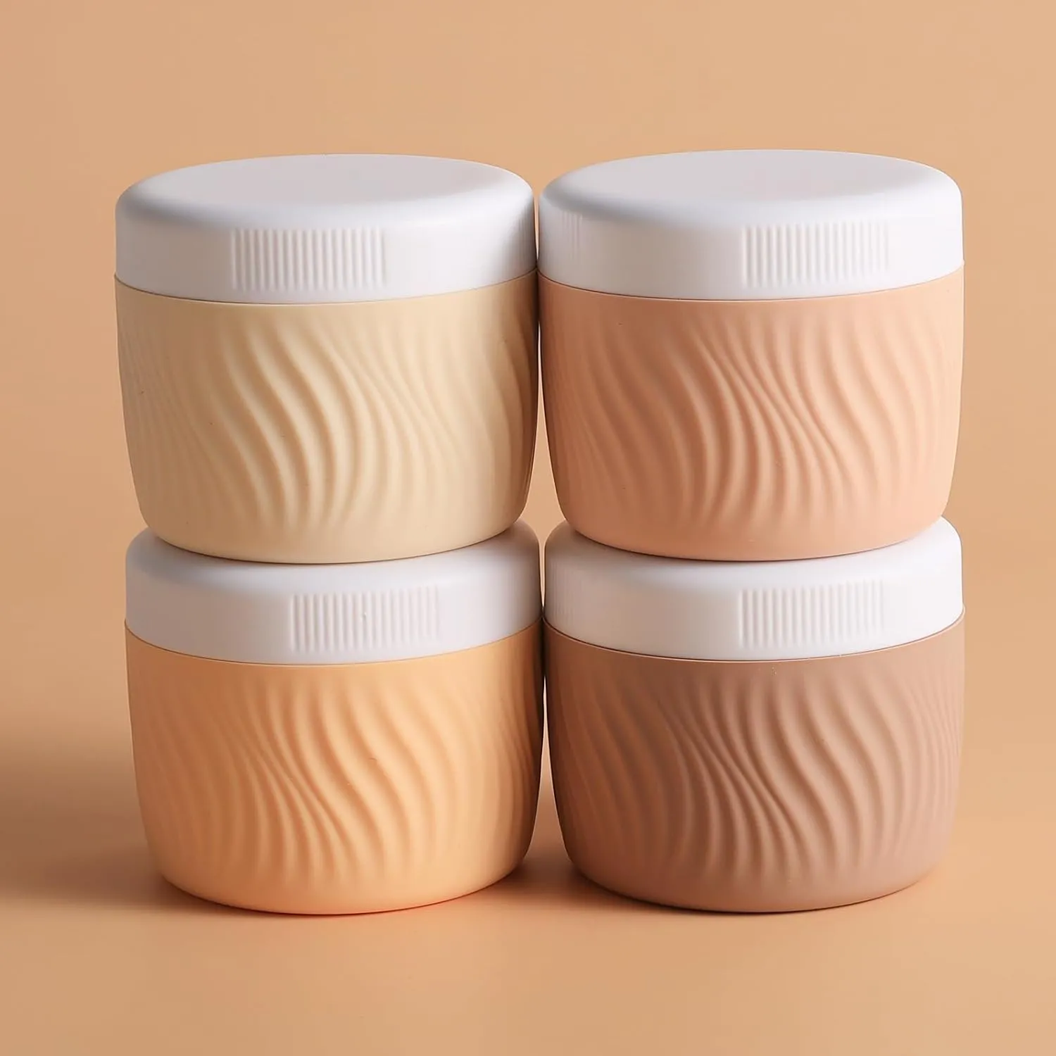Travel Containers for Toiletries, Silicone Cream Jars BPA-Free, TSA Approved 3oz Travel Size Containers, Leak-proof Portable Size Silicone Jars with Lid for Face Hand Body Cream (4 Pack)