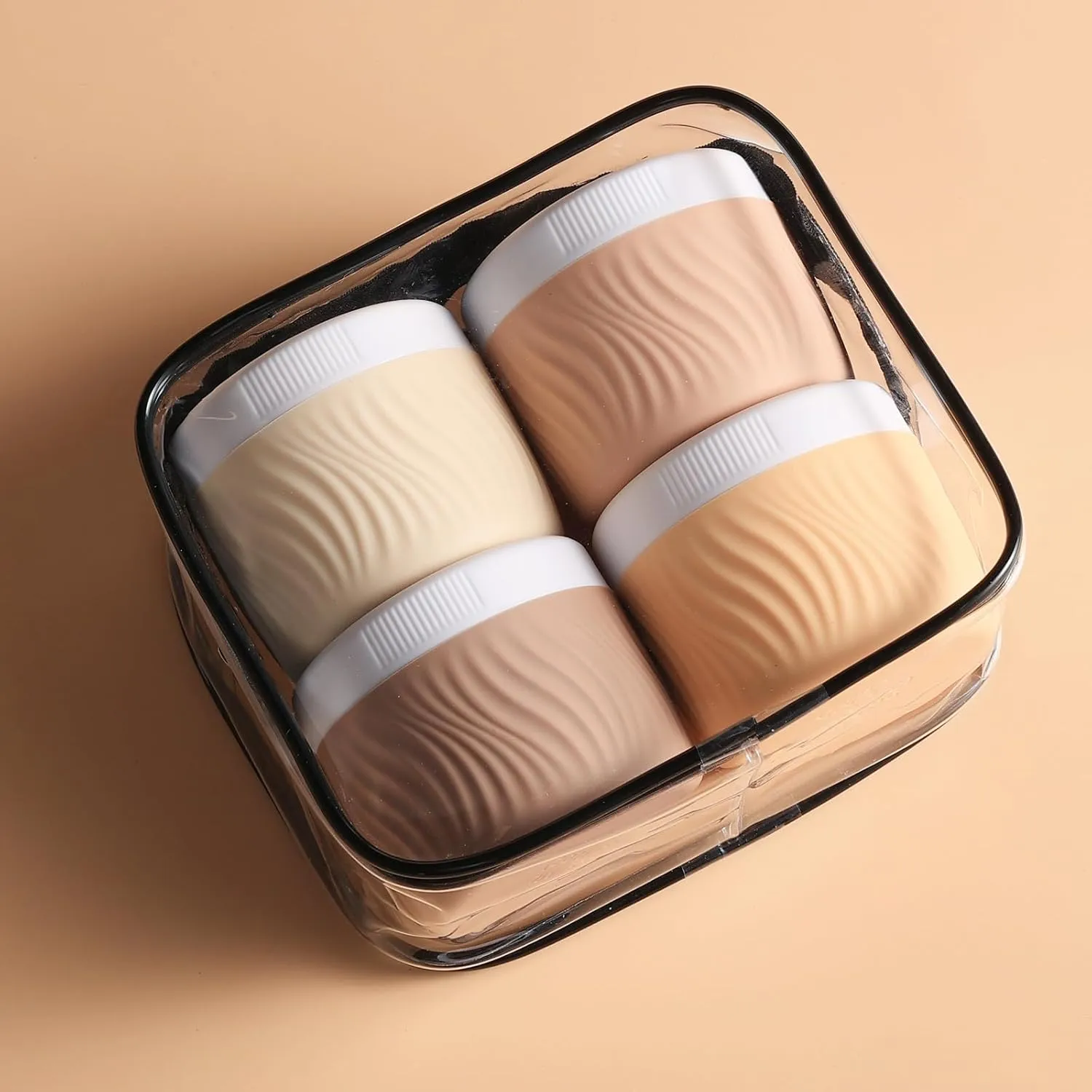 Travel Containers for Toiletries, Silicone Cream Jars BPA-Free, TSA Approved 3oz Travel Size Containers, Leak-proof Portable Size Silicone Jars with Lid for Face Hand Body Cream (4 Pack)