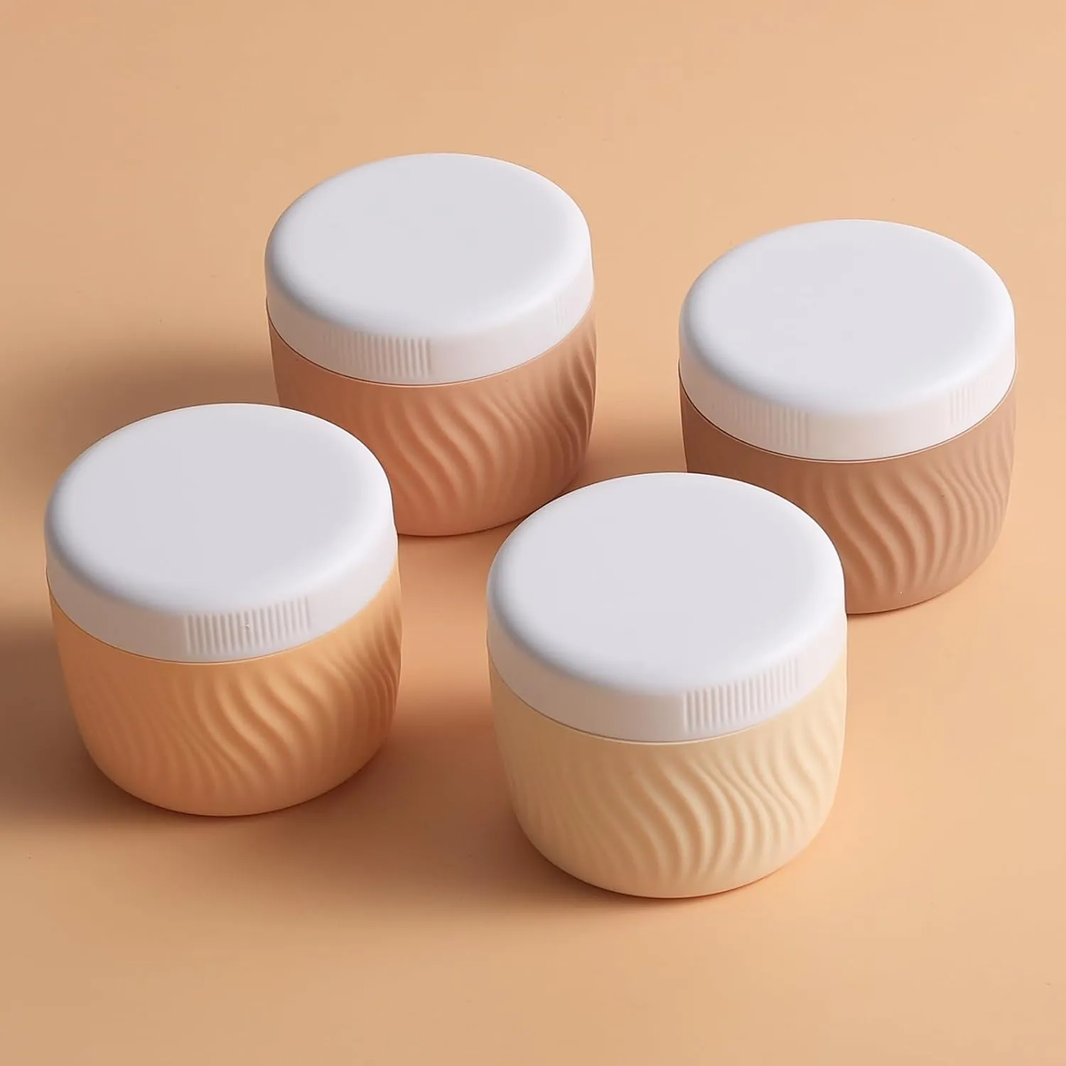 Travel Containers for Toiletries, Silicone Cream Jars BPA-Free, TSA Approved 3oz Travel Size Containers, Leak-proof Portable Size Silicone Jars with Lid for Face Hand Body Cream (4 Pack)