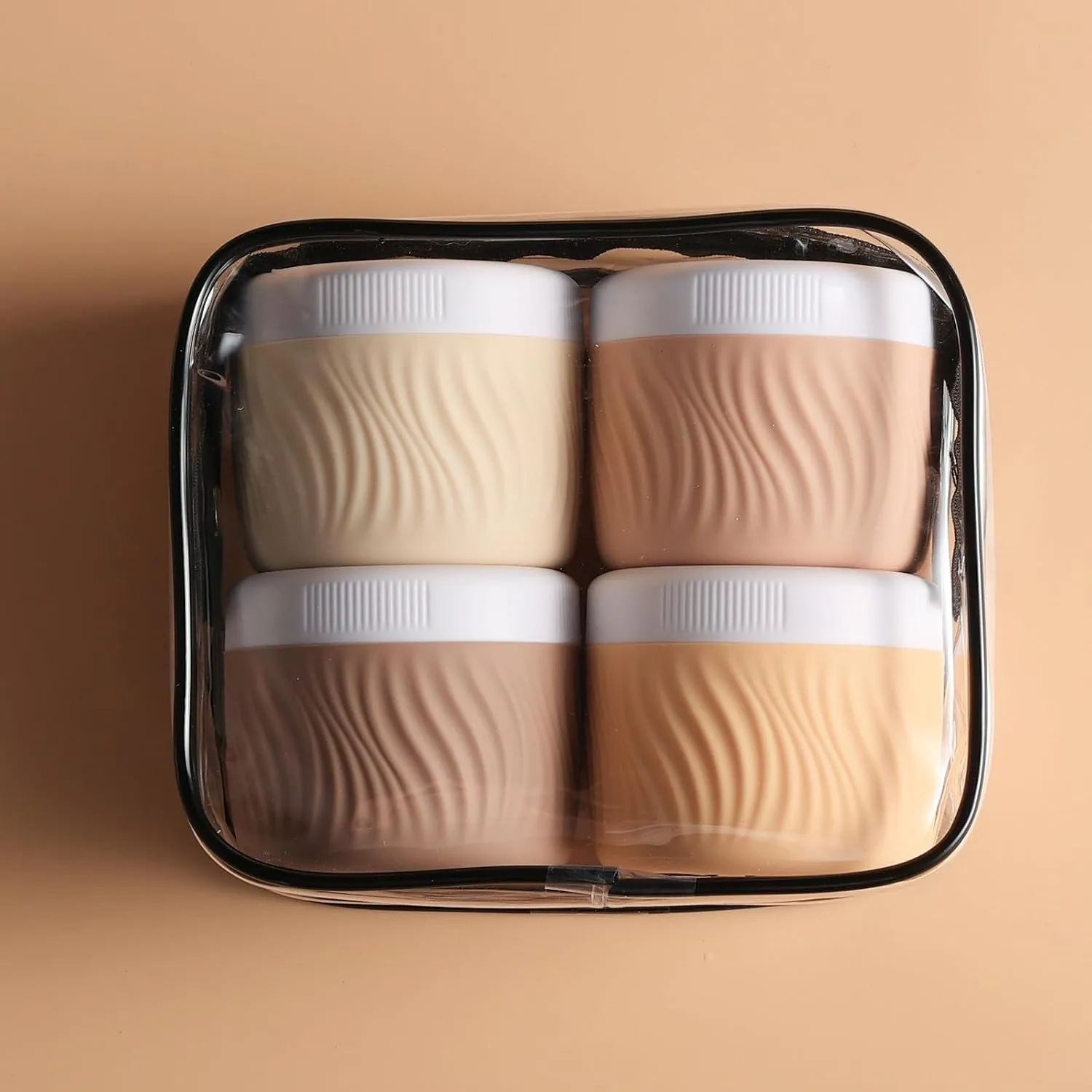 Travel Containers for Toiletries, Silicone Cream Jars BPA-Free, TSA Approved 3oz Travel Size Containers, Leak-proof Portable Size Silicone Jars with Lid for Face Hand Body Cream (4 Pack)
