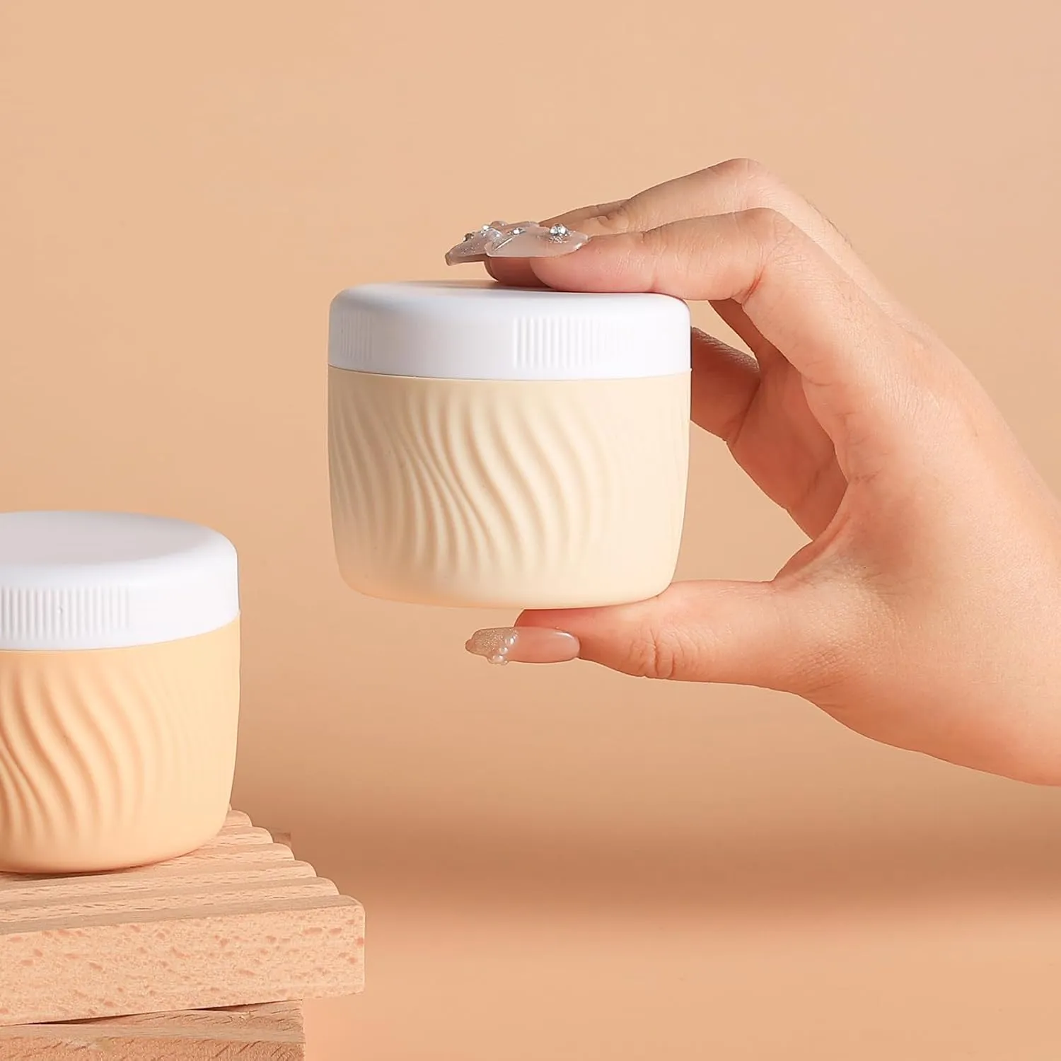 Travel Containers for Toiletries, Silicone Cream Jars BPA-Free, TSA Approved 3oz Travel Size Containers, Leak-proof Portable Size Silicone Jars with Lid for Face Hand Body Cream (4 Pack)