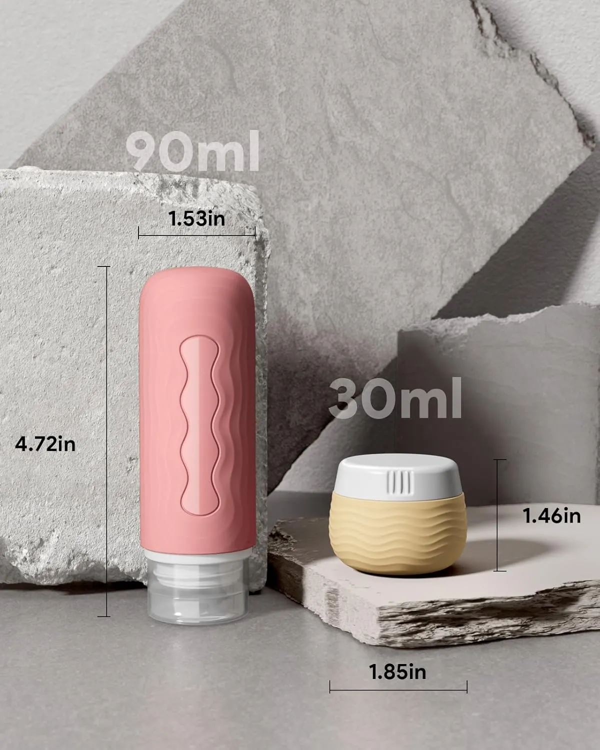 Travel Containers for Toiletries, Silicone Cream Jars, TSA Approved Travel Size Containers, Leak-proof Travel Essentials/Accessories with Lid for Cosmetic Face Body Cream(4 Pack)