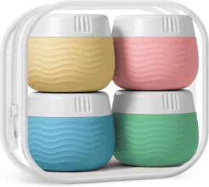 Travel Containers for Toiletries, Silicone Cream Jars, TSA Approved Travel Size Containers, Leak-proof Travel Essentials/Accessories with Lid for Cosmetic Face Body Cream(4 Pack)