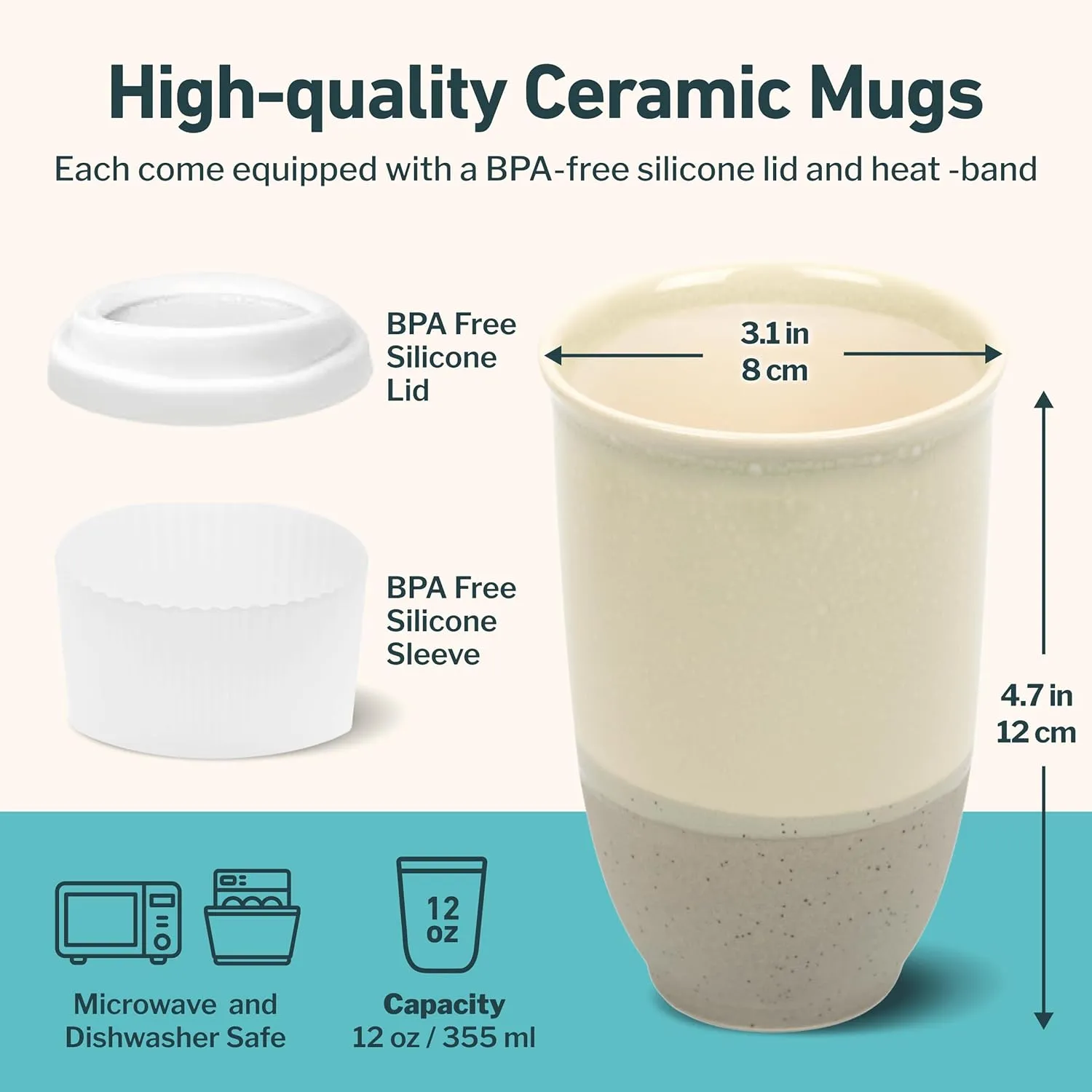 Travel Mug – Coffee Travel Mug – Reusable Coffee Cup Unique to Go Mug – Microwave & Dishwasher Safe Coffee White Tumbler - Gifts for Women Men Him Her – 12oz – Sea Mist