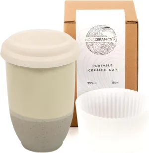 Travel Mug – Coffee Travel Mug – Reusable Coffee Cup Unique to Go Mug – Microwave & Dishwasher Safe Coffee White Tumbler - Gifts for Women Men Him Her – 12oz – Sea Mist