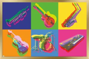 Trends International Jazz - Pop Art Instruments Wall Poster, 34L x 22.4W, Gold Framed Version