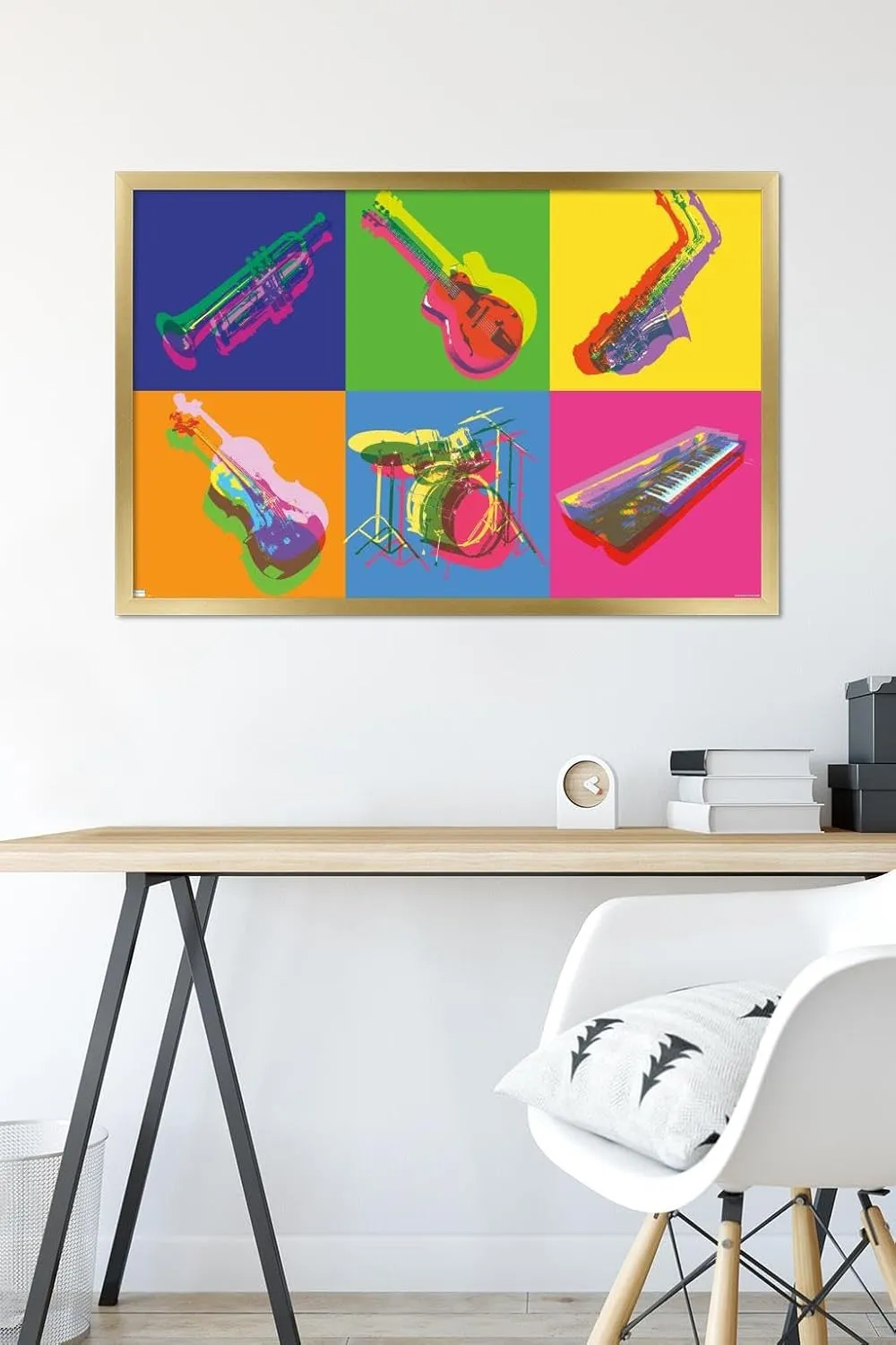 Trends International Jazz - Pop Art Instruments Wall Poster, 34L x 22.4W, Gold Framed Version