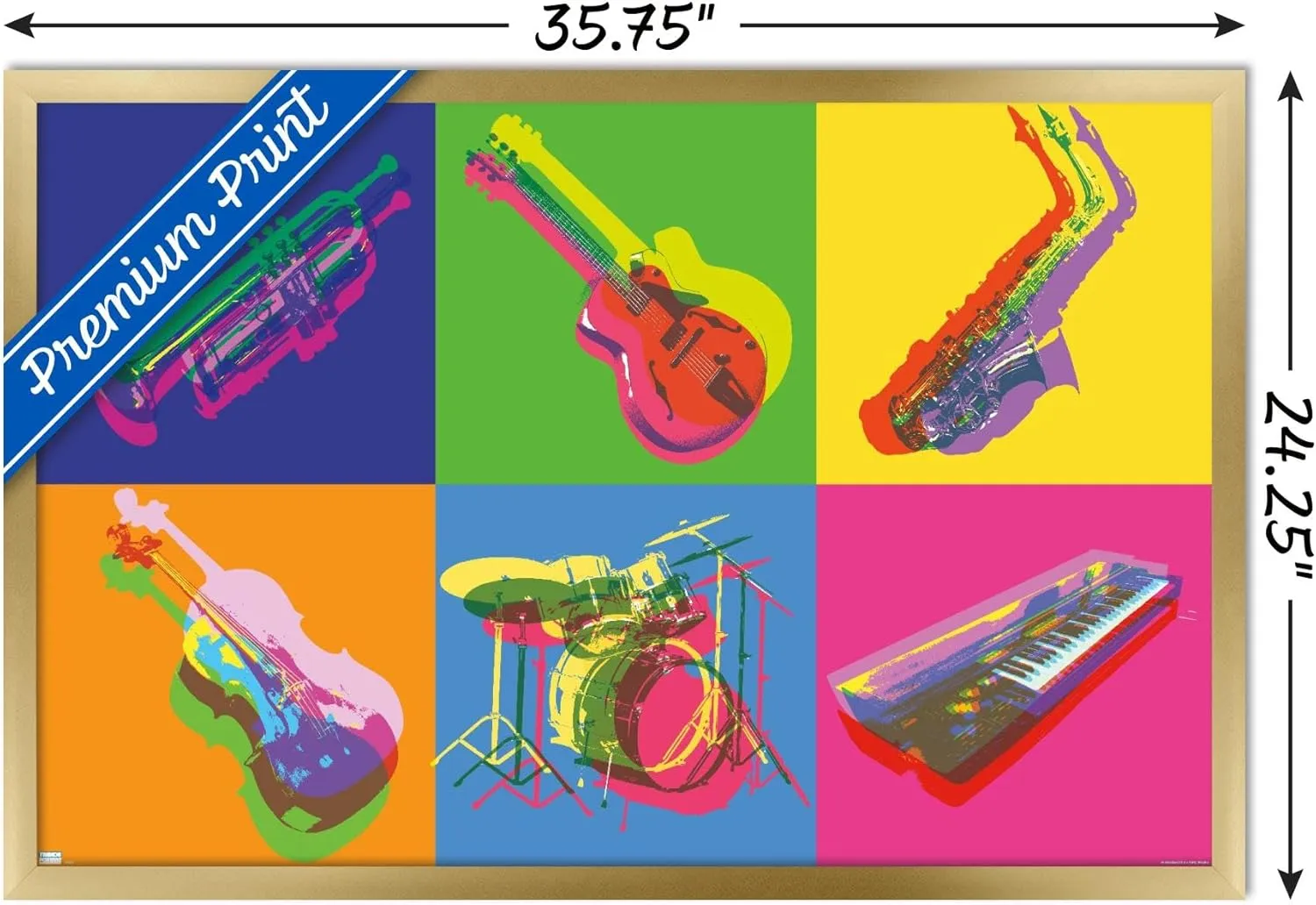 Trends International Jazz - Pop Art Instruments Wall Poster, 34L x 22.4W, Gold Framed Version