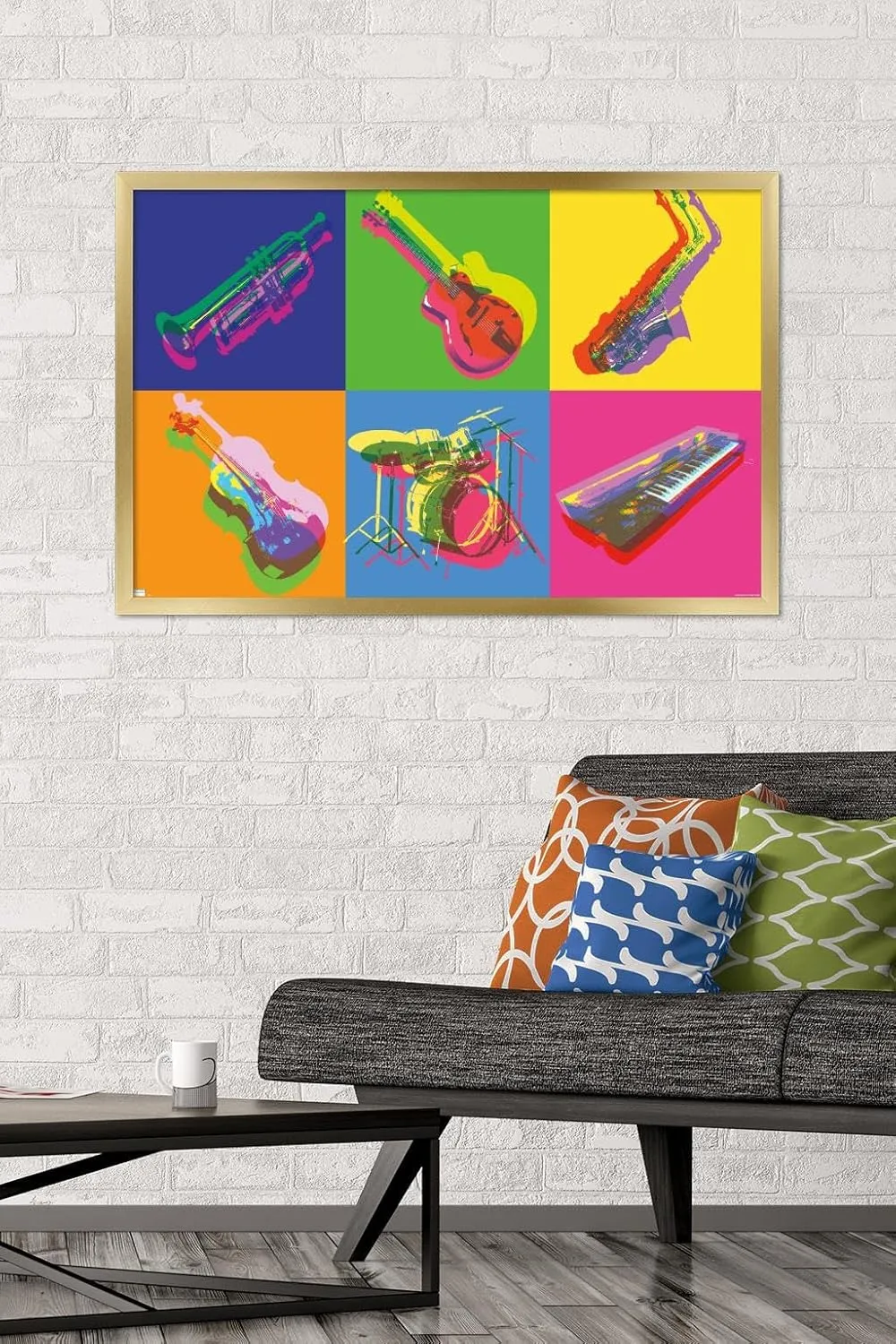 Trends International Jazz - Pop Art Instruments Wall Poster, 34L x 22.4W, Gold Framed Version