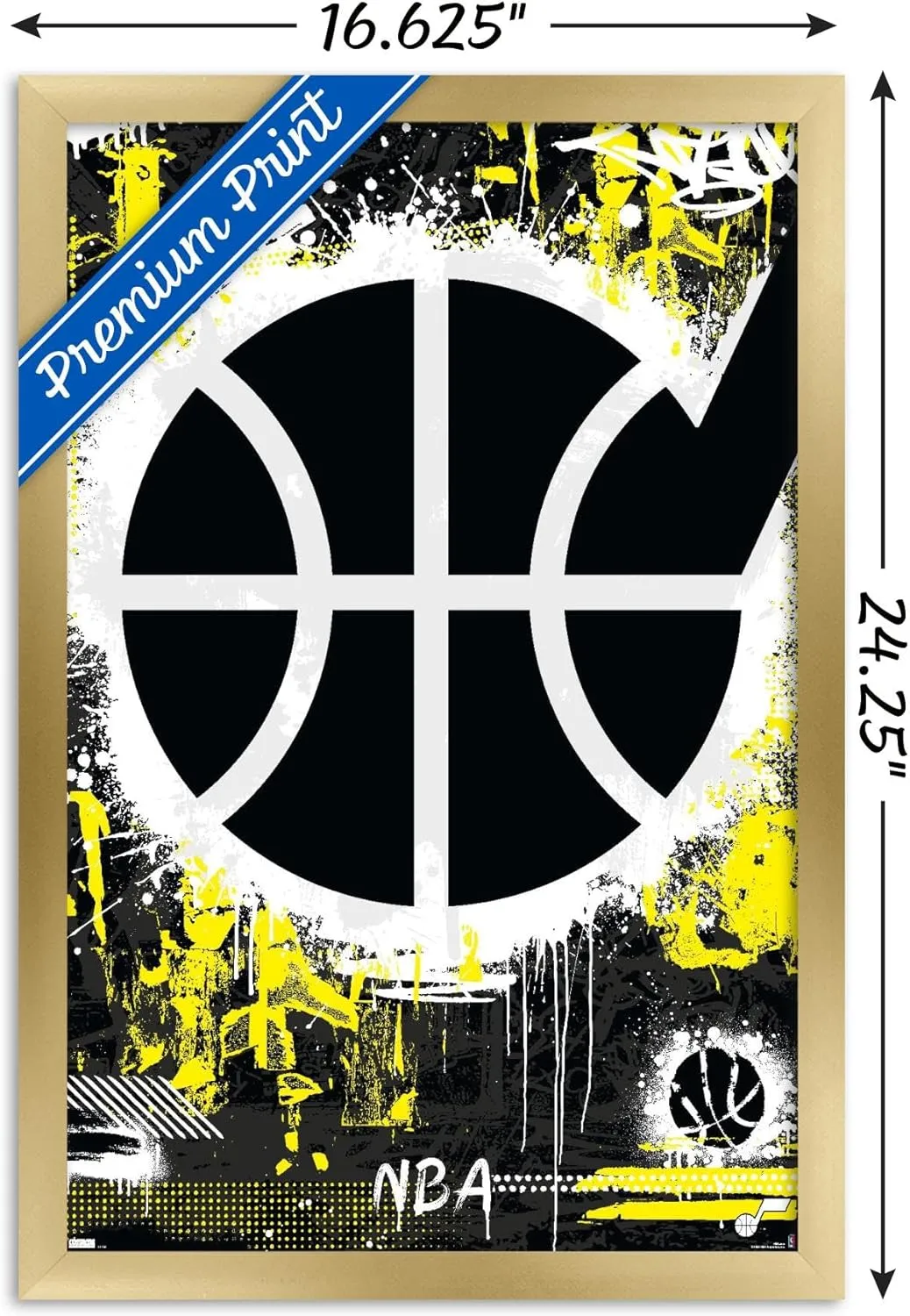 Trends International NBA Utah Jazz - Maximalist Logo 23 Wall Poster, 22.4L x 14.7W, Gold Framed Version