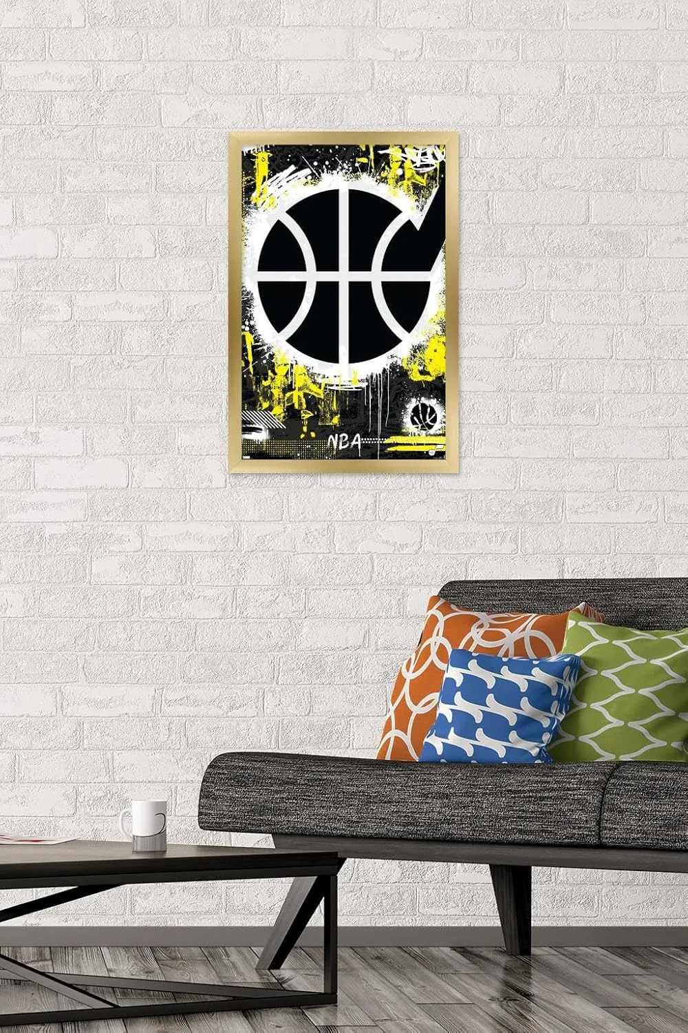 Trends International NBA Utah Jazz - Maximalist Logo 23 Wall Poster, 22.4L x 14.7W, Gold Framed Version