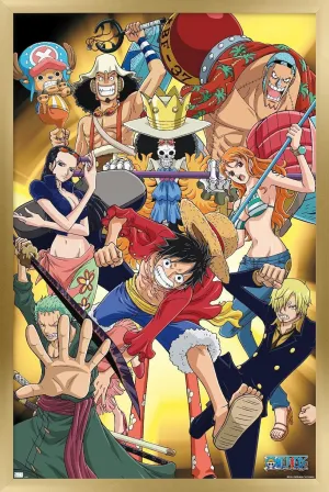 Trends International One Piece: Fishman Island - Crew Gold Wall Poster, 34L x 22.4W, Gold Framed Version
