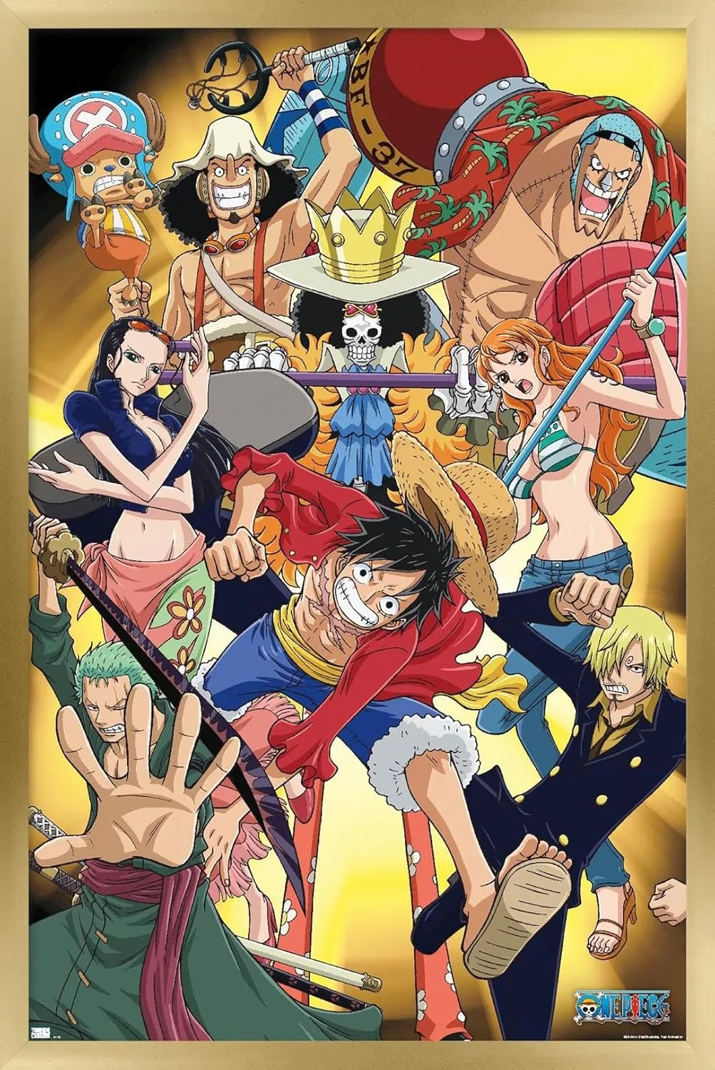 Trends International One Piece: Fishman Island - Crew Gold Wall Poster, 34L x 22.4W, Gold Framed Version
