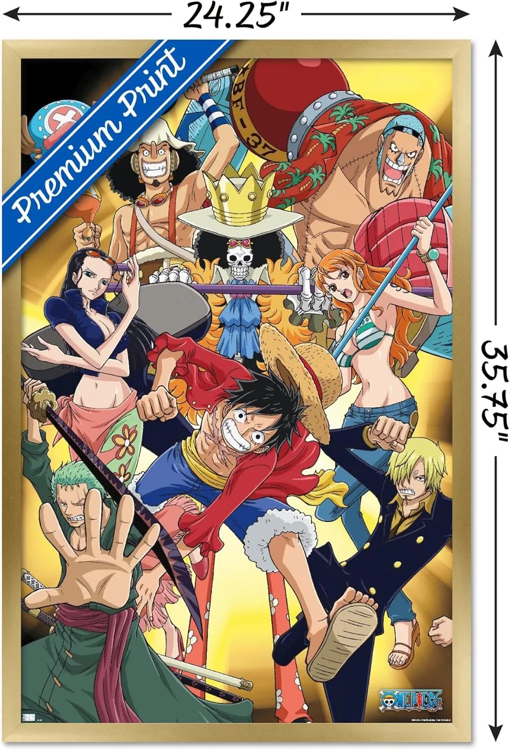 Trends International One Piece: Fishman Island - Crew Gold Wall Poster, 34L x 22.4W, Gold Framed Version