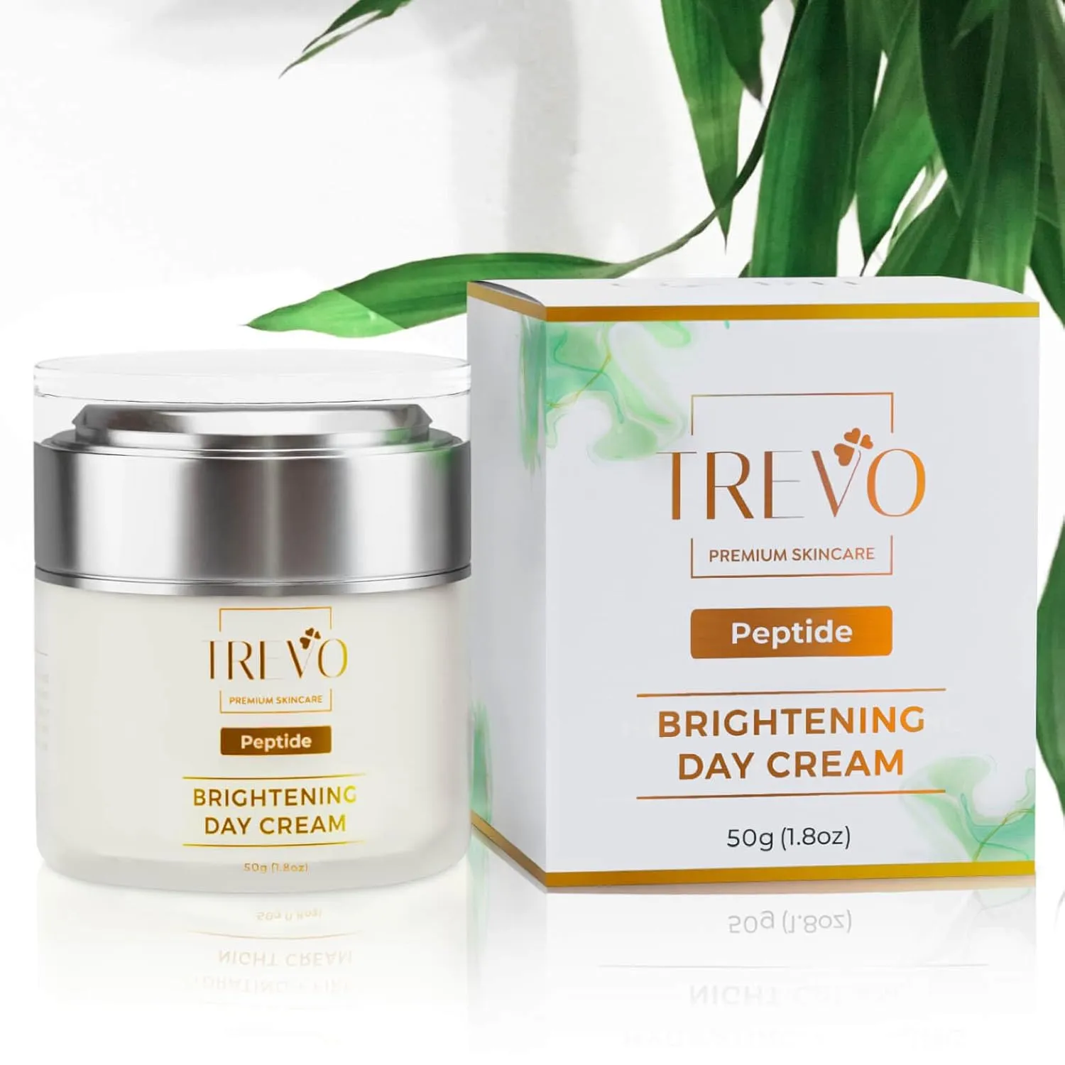 Trevo Peptide Brightening Day Cream - Advance Brightening & Anti Aging Moisturizer - Face Moisturizer with Natural Peptides, EAA & Tranexamic Acid - Fights Dullness & Dark Spots - 50g/ 1.8oz