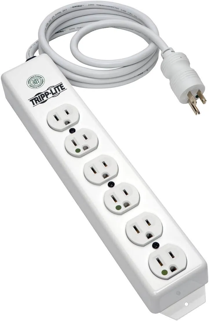Tripp Lite Medical-Grade Power Strip, 6 Hospital-Grade Outlets, 15 ft. Cord, UL 1363 (PS-615-HG)