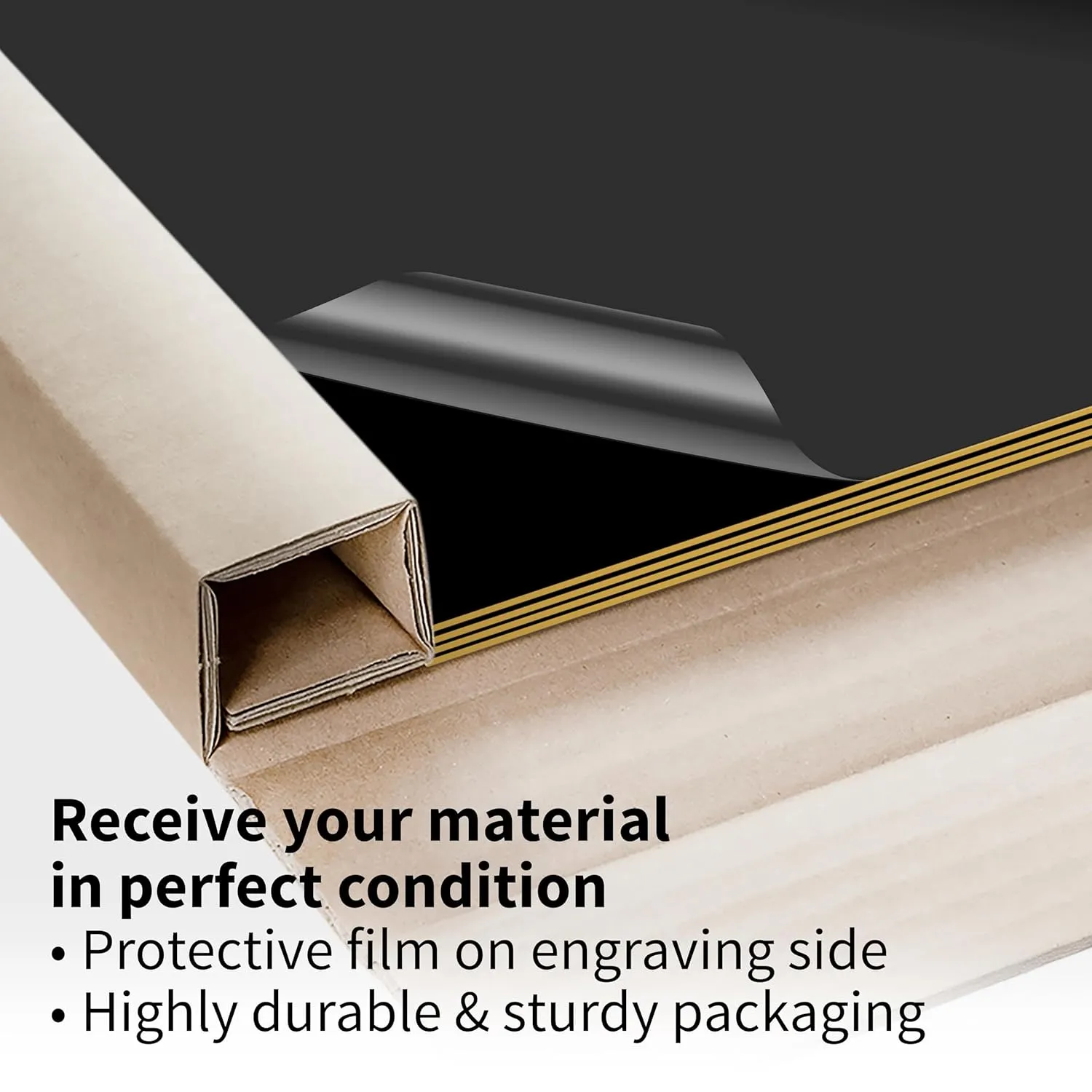 Trotec | Thin Acrylic Sheet | 24”x12”x1/50”, 4 Pcs | 2 Ply | Black/Gold | Matte, Gloss & Brushed Metal Finish | Acrylic Panels for Laser Engraving, Trophy Plates, Interior Signs & Badges