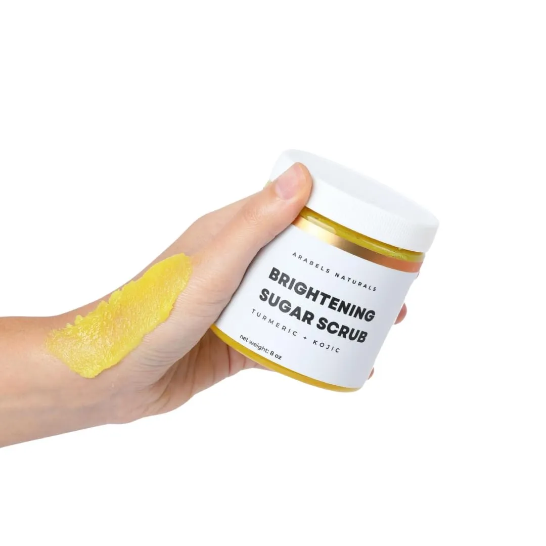 Turmeric & Kojic Acid Sugar Scrub – Brightening & Exfoliating Body Scrub for Glowing Skin, Dark Spot Remover, Hyperpigmentation Treatment, Natural Skincare for Face & Body – 8 oz