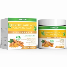 Turmeric Kojic Acid Cleansing Pads - 80 Pcs for Radiant, Clear Skin, Ideal for Daily Care, Makeup Removal & Travel