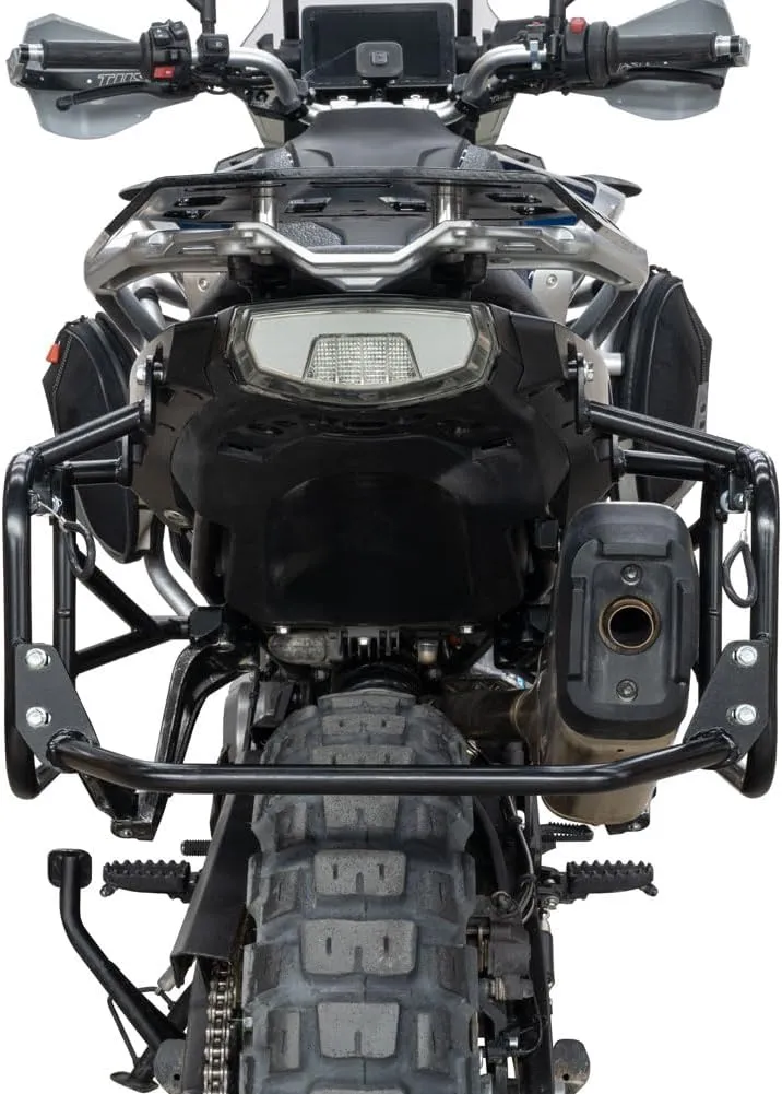 TUSK V2 Aluminum Pannier Boxes with Steel Pannier Racks- Fits CFMOTO IBEX 800 2023-2025 (Silver, Large)