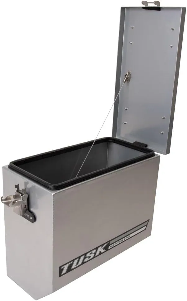 TUSK V2 Aluminum Pannier Boxes with Steel Pannier Racks- Fits CFMOTO IBEX 800 2023-2025 (Silver, Large)