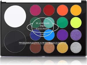 UCANBE Face & Body Paint, Water Activated SFX Makeup Palette - Extra Large White & Black Pan, Professional 18 Color Safe Non Toxic Art Painting Kit for Halloween, Cosplay, Parties, Theater & Stage