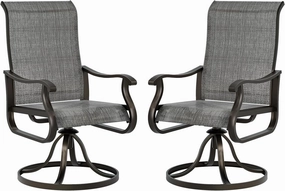 UDPATIO Patio Swivel Dining Chairs Set of 2, Outdoor Dining Chairs High Back with All Weather Breathable Textilene, Metal Rocking Frame for Lawn Garden Backyard, Dark Gray