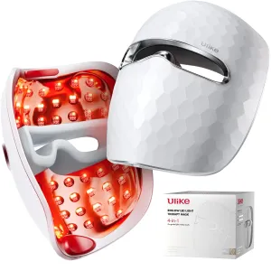 Ulike Reglow Light Therapy Device, Red Light Therapy Facial Mask for Wrinkles & Acne, LED Face Mask with 4 Wavelength Lights for Firming, Rejuvenation, Brightening & Clearing, Full Face Coverage