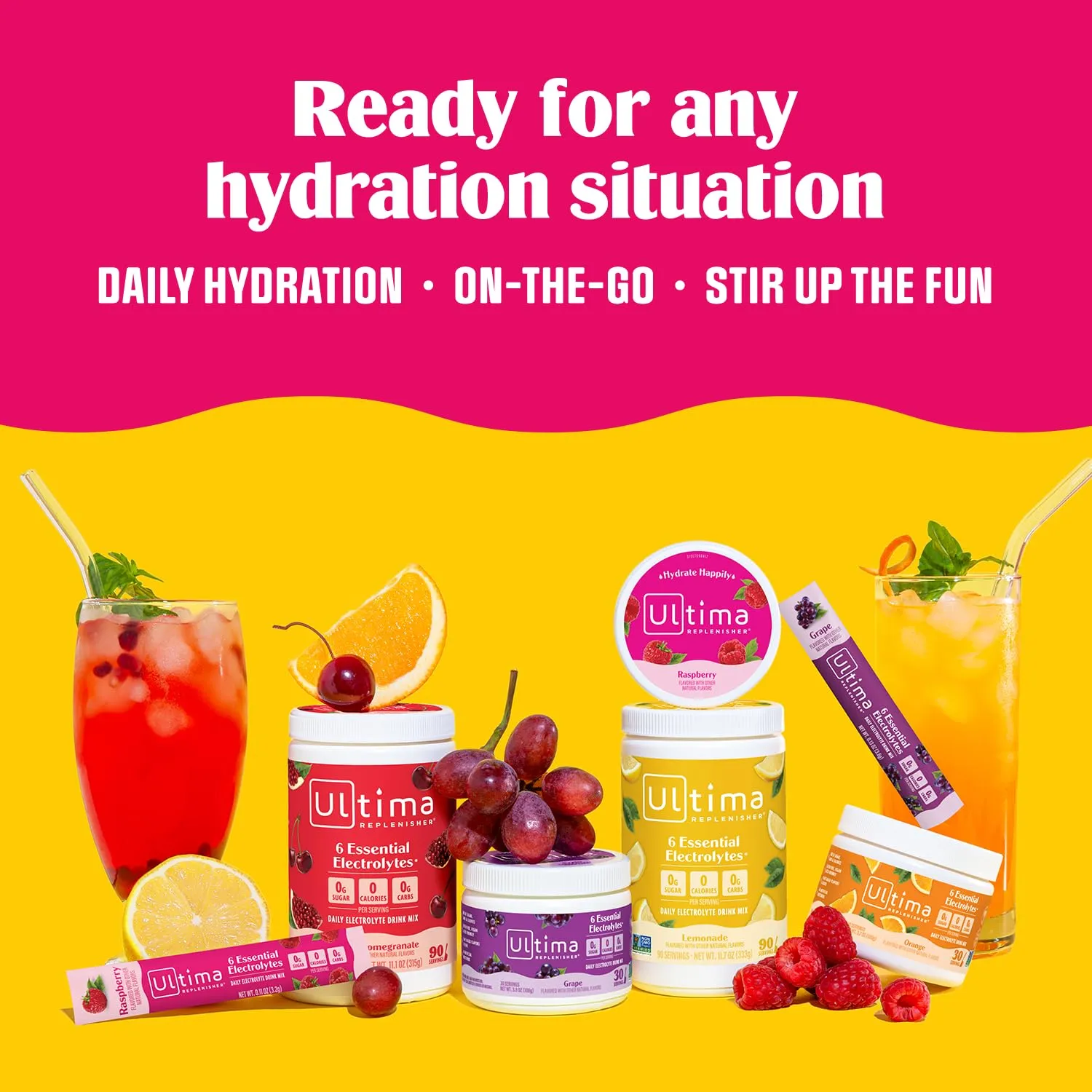 Ultima Replenisher TeaFresher Daily Electrolytes Powder and Instant Tea Mix - Variety Pack, 16 Stickpacks - Hydration Packets with 4 Sugar-Free Fruit and Tea Fusions, 6 Key Electrolytes