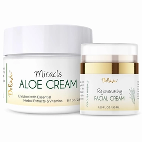 Ultimate Aloe Skincare Bundle – Miracle Aloe Cream 8 oz and Rejuvenating Face Cream 2 oz