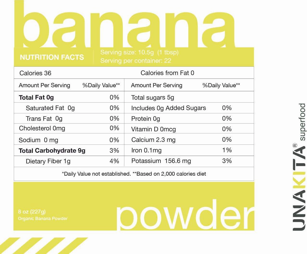 Unakita Organic Banana Fruit Powder, All Natural, Gluten-Free, Freeze-Dried, Raw, Vegan, No Fillers, Non-GMO, Source of Fiber and Vitamins, Super Food, Great Source of Protein for Smoothies (8oz).