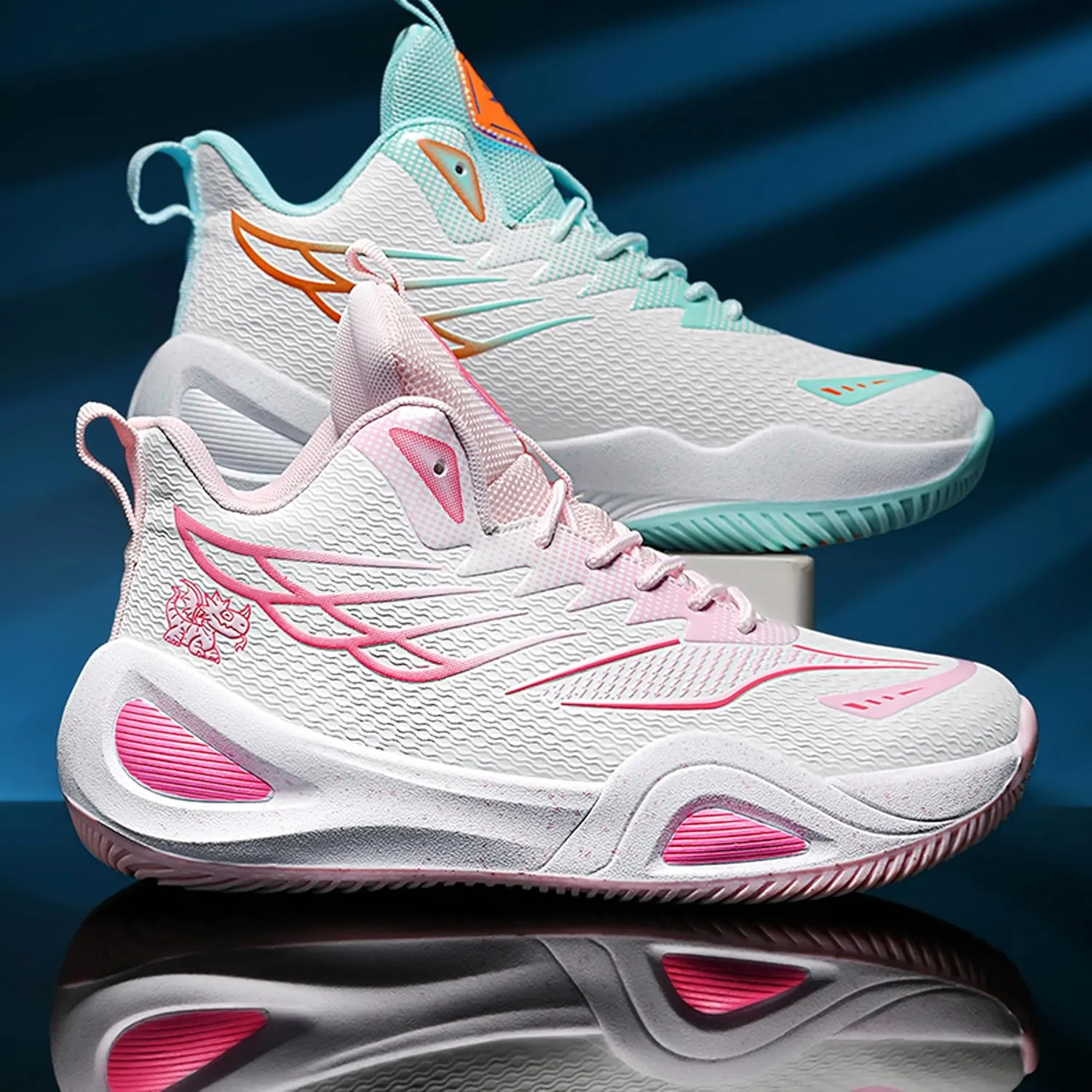 Unisex Basketball Shoes High Top Anti Slip Night Light Wear-Resistant Sole Graffiti Design Running Shoes Sports Shoes