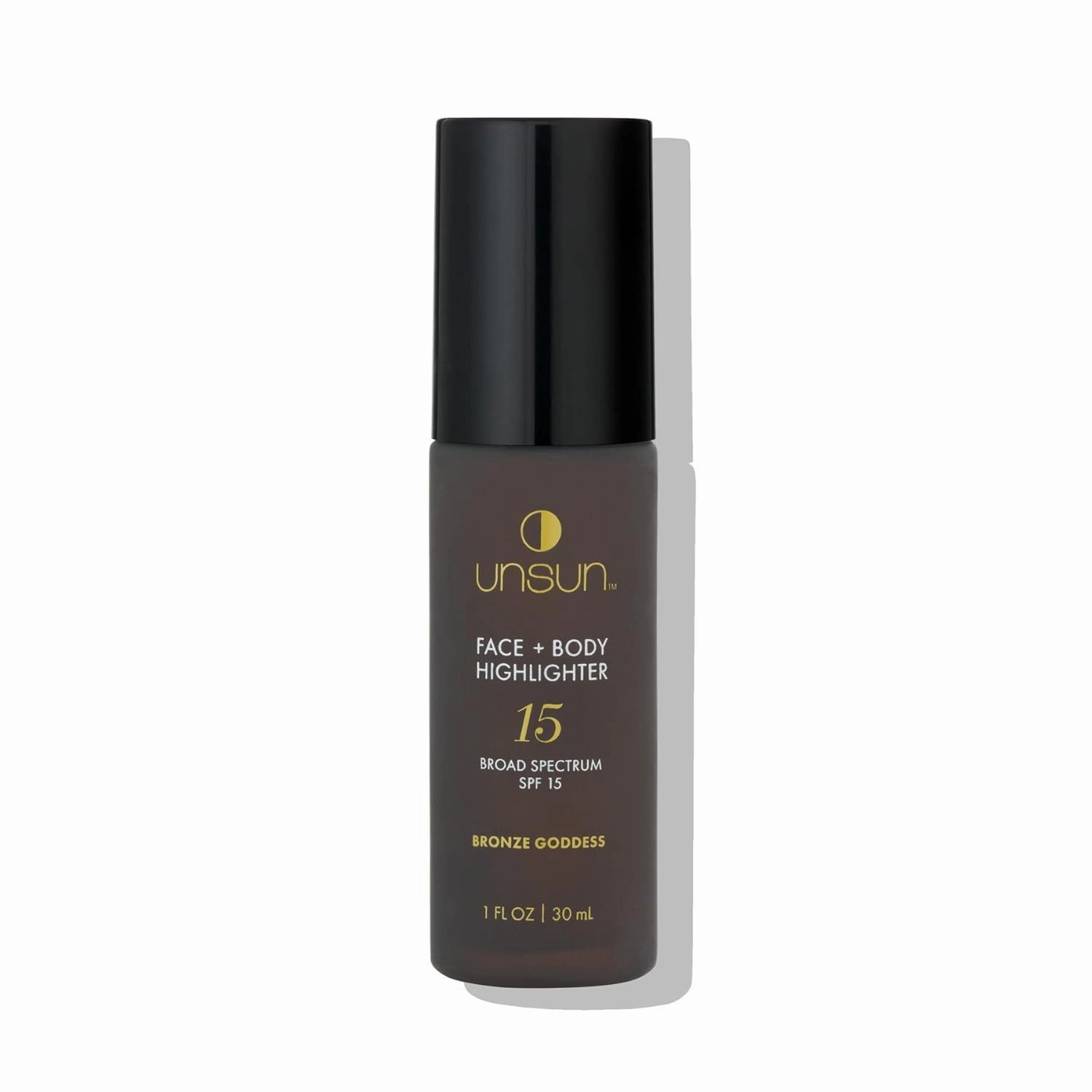 Unsun Face & Body Mineral Highlighter with Broad Spectrum SPF 15 - Liquid Illuminator Makeup, Adds Natural Glow - 1 Fl Oz, Bronze Goddess
