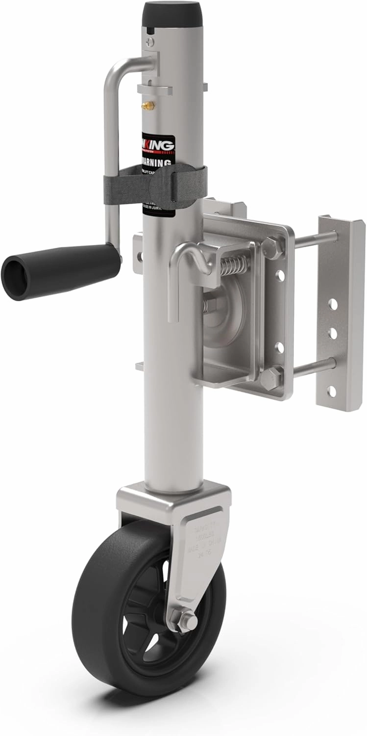 Upgraded Spoke Wheel Trailer Jack, 10" Vertical Movement, 1500 lbs, for RV, Boat, Trailer and More, Black, Silver