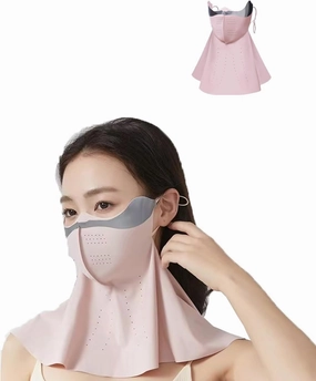 UV Protection Face Cover Beauty Mask UPF 50  for Women, Comfortable Outdoor Daily Use, Adjustable Strap, Reflector