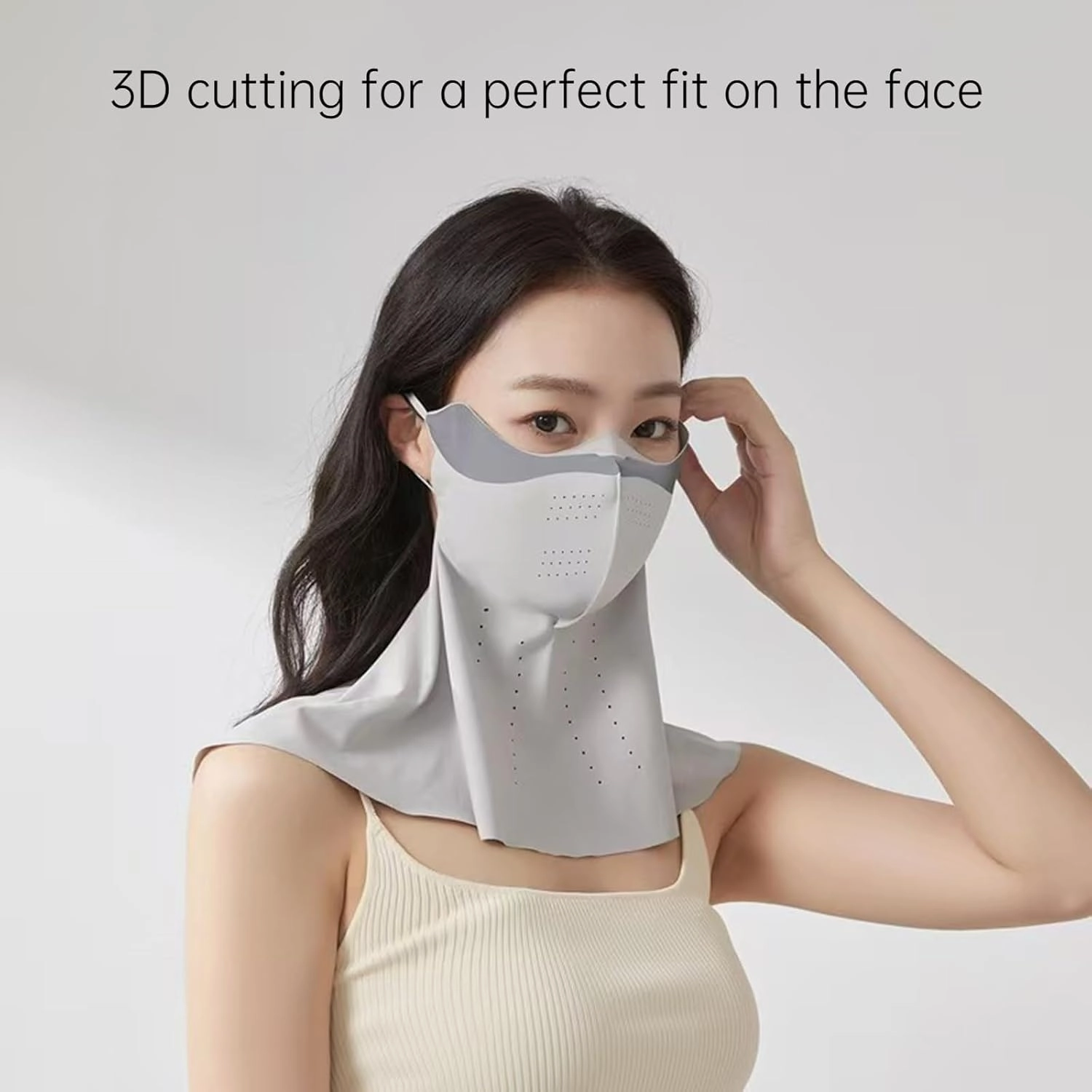 UV Protection Face Cover Beauty Mask UPF 50  for Women, Comfortable Outdoor Daily Use, Adjustable Strap, Reflector