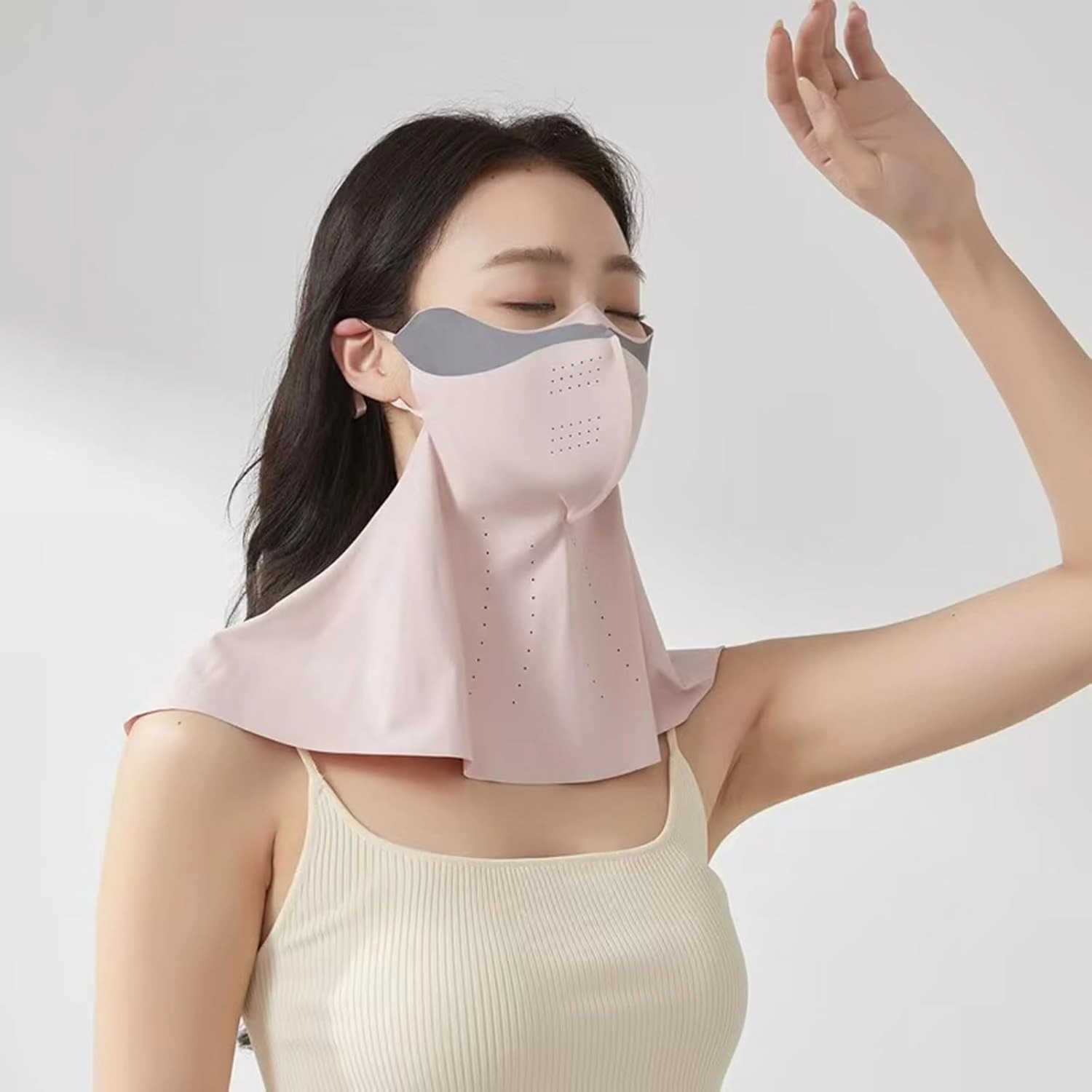 UV Protection Face Cover Beauty Mask UPF 50  for Women, Comfortable Outdoor Daily Use, Adjustable Strap, Reflector