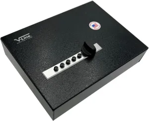 V-Line Compact Keyless Gun Safe, CA DOJ Certified Portable Quick Access Pistol Safe for a Handgun and Ammo. Mechanical Lock. Great for Single Handgun When Traveling.