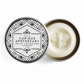 Vegan Natural Solid Lotion Bar for Face, Hands, Feet. Lavender essential oil scent. 2 ounce tin