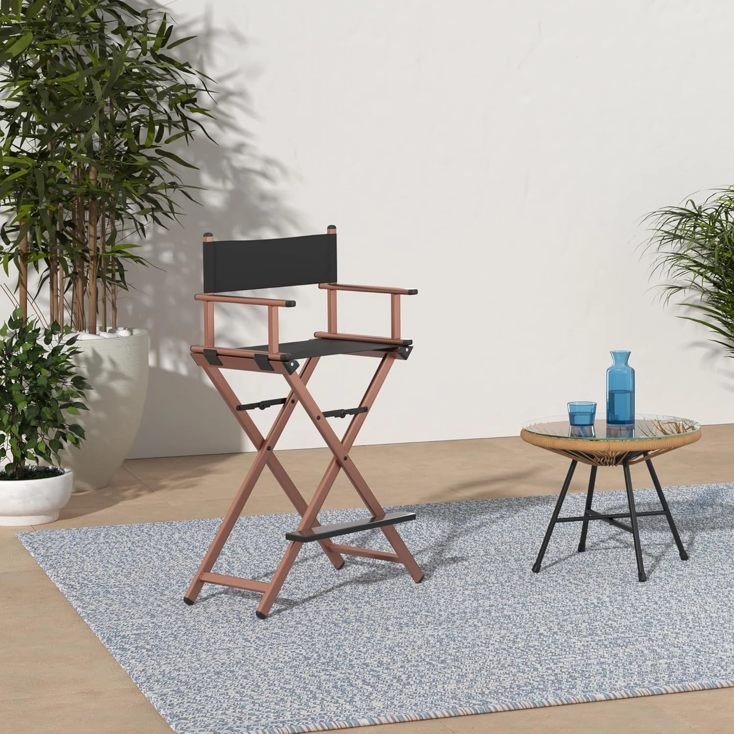 Ver Beauty Aluminum Director Makeup Chair, Rose Gold