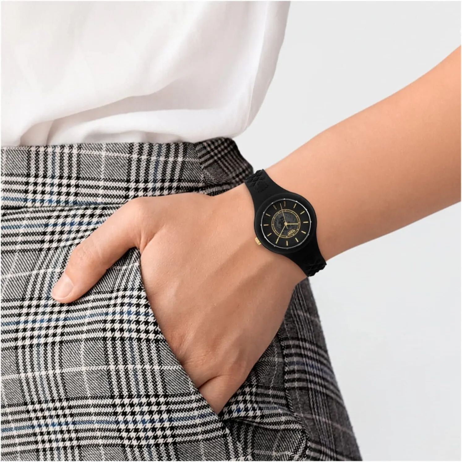 Versus Versace Womens Fire Island Fashion Watch. Adjustable and Sporty Silicone Strap. Includes Travel Gift Pouch.