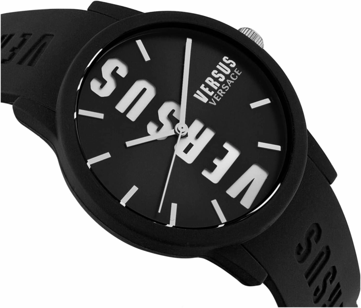 Versus Versace Mens Barbes Fashion Watch with Versus Branding. Adjustable Water-Proof Silicone Strap. Includes Travel Gift Pouch.