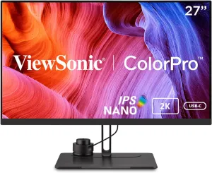 ViewSonic VP2776 27 Inch 1440p Premium USB-C Monitor with 165Hz, ColorPro Wheel, Pantone Validated, Delta E<2 Color Accuracy, HDMI, USB, DisplayPort for Professional Home and Office