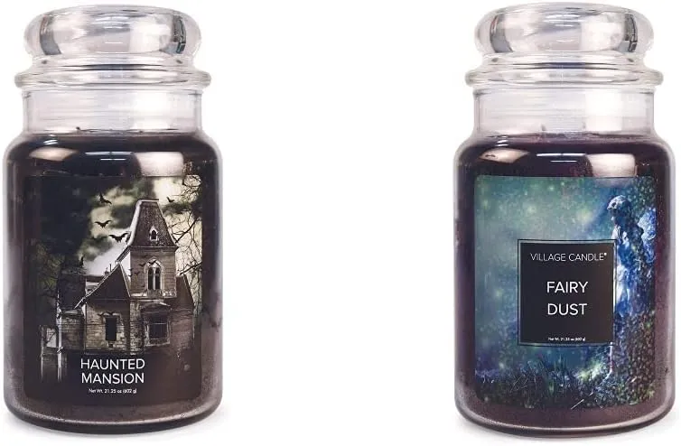 Village Candle Haunted Mansion and Fairy Dust Large Glass Apothecary Jar Scented Candles