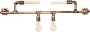 Vintage Retro Water Pipe Wall Light Industrial Iron Metal Loft Antique Wall Lamp E27 Edison Vintage Water Pipe Wall Sconce Decorative Fixtures Lighting Luminaire Exterior Light Fixture (Color :