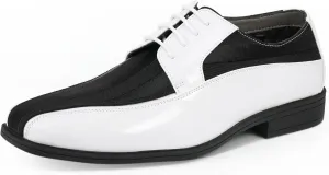Viotti 179, Casual Dress Oxford Shoes for Men, Satin Striped Lace-Ups, Men's Business Casual Leather & Satin Shoe, for All Formal Occasions