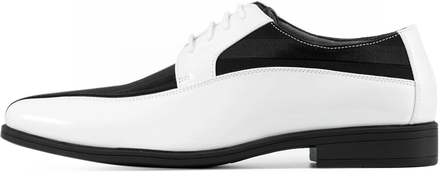 Viotti 179, Casual Dress Oxford Shoes for Men, Satin Striped Lace-Ups, Men's Business Casual Leather & Satin Shoe, for All Formal Occasions