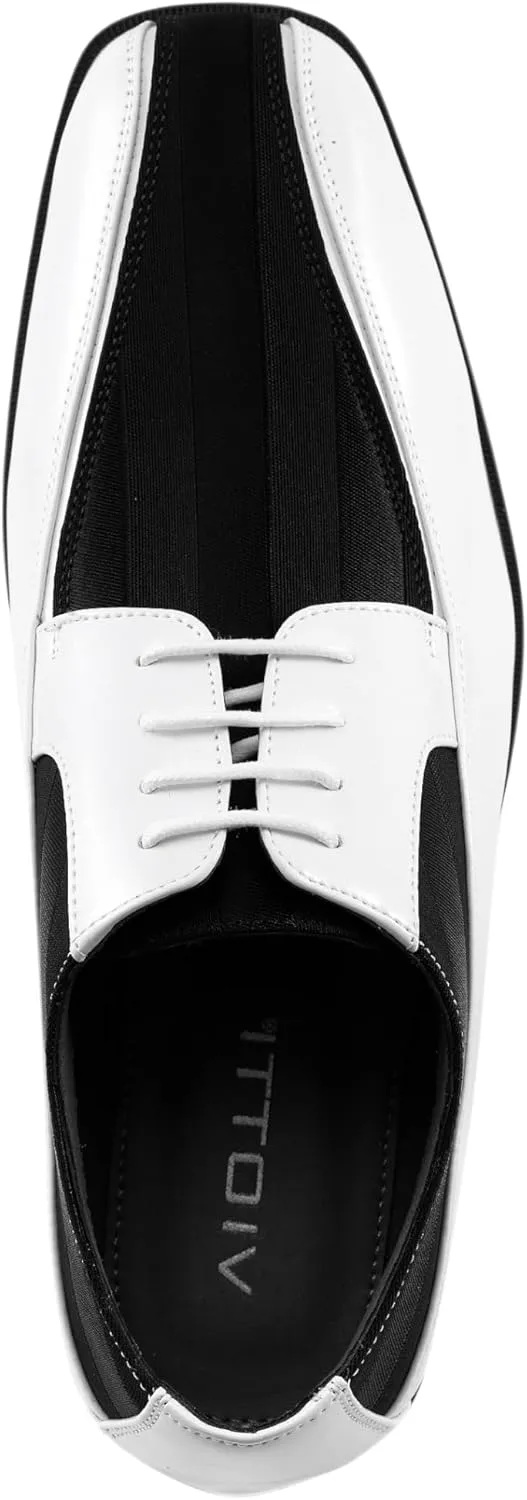 Viotti 179, Casual Dress Oxford Shoes for Men, Satin Striped Lace-Ups, Men's Business Casual Leather & Satin Shoe, for All Formal Occasions