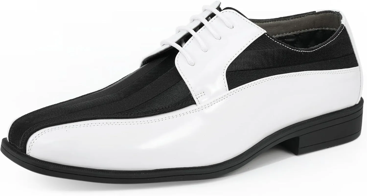 Viotti 179, Casual Dress Oxford Shoes for Men, Satin Striped Lace-Ups, Men's Business Casual Leather & Satin Shoe, for All Formal Occasions