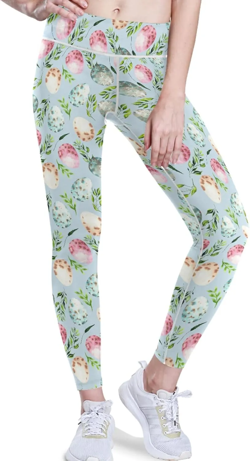 visesunny High Waist Yoga Pants with Pockets Golden Fleur-de-lis Pattern Buttery Soft Tummy Control Leggings